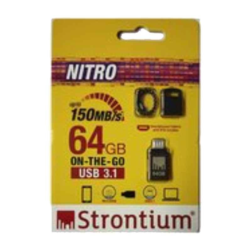 Strontium Nitro 64GB Black Pen Drive, SR64GBBOTG2Y