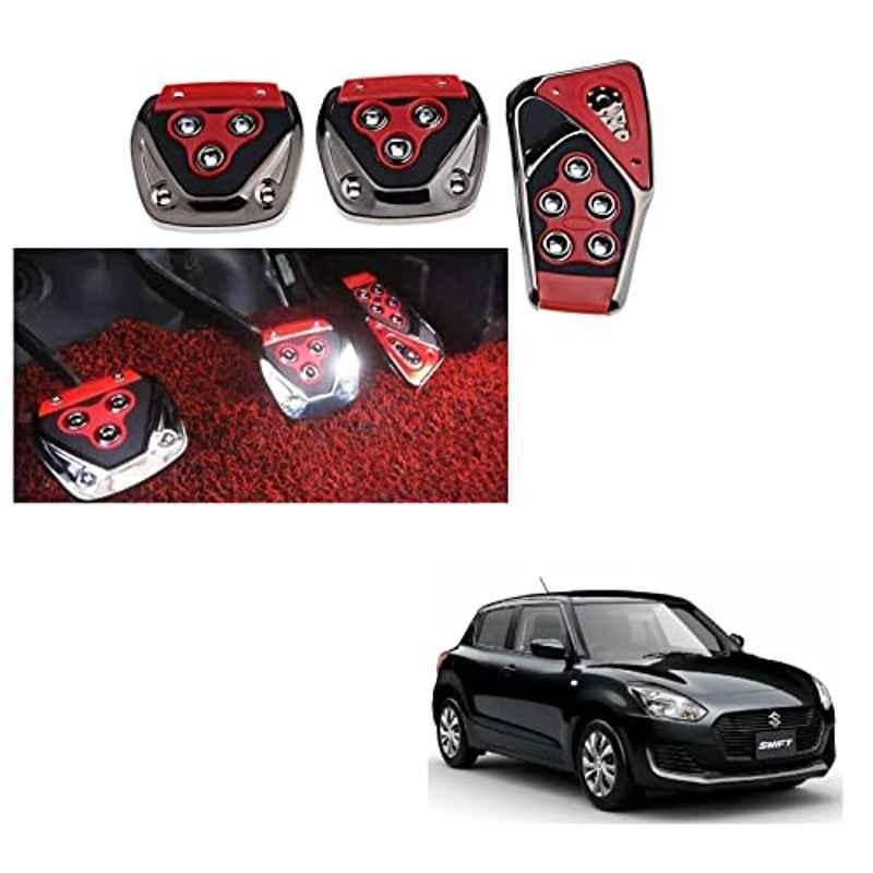 Kozdiko 3 Pcs Red Non-Slip Manual Car Pedals Cover Set for Maruti Suzuki New Swift 2018