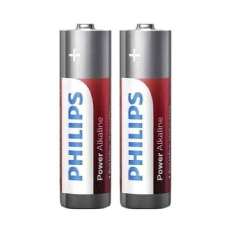 Philips Power 2Pcs AA White, Red & Silver Alkaline Battery Set, LR6P2B/97