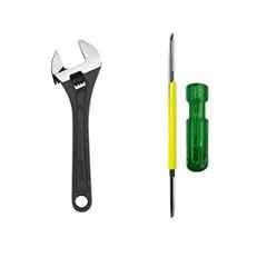 Hillgrove HGCM259 Carbon Steel 8 inch Adjustable Wrench with 2 in 1 Screwdriver Set