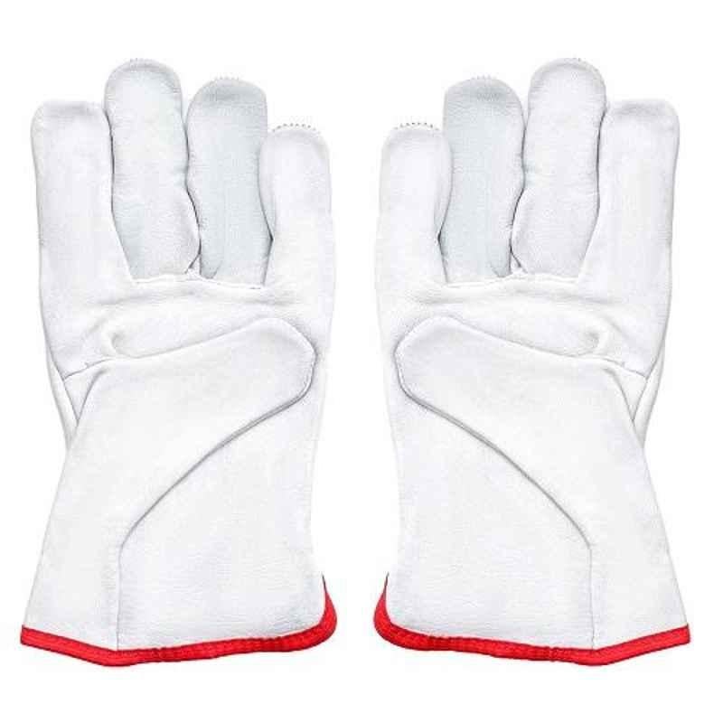 Safies White Chrome Leather Medium Safety Gloves (Pack of 10)