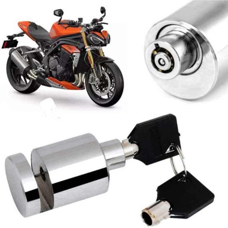 Auto Pearl Stainless Steel Silver Heavy Duty Anti Theft Motorcycle Disc Brake Lock, Lock-440