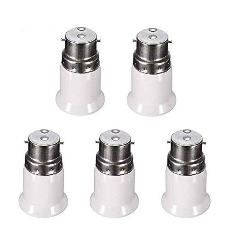 B22 to E27 Metal & PBT White Coated Edison Screw Lamp Holder (Pack of 5)