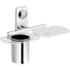 Plantex Stainless Steel 2in1 Tumbler Holder with Soap Dish/Tooth Brush Holder/Soap Stand for Bathroom/Bathroom Accessories Chrome