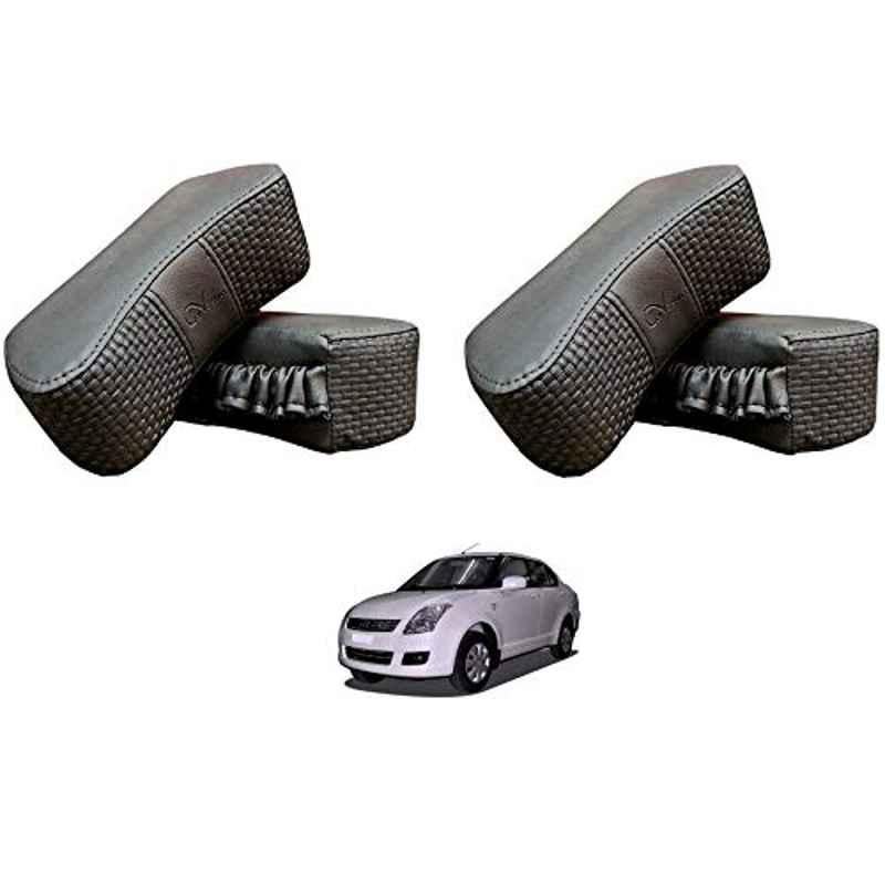 Kozdiko 4 Pcs CV Designer Grey Leatherite Neck Rest Car Cushion Pillow Set for Maruti Suzuki Old Dzire