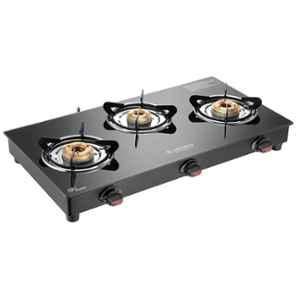Candes Magma 3 Burner Black Manual Ignition Glass Top Gas Stove