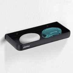 Plantex Self Adhesive Aluminium Double Soap Holder for Bathroom/Dual Soap Case/Soap Stand/Bathroom Accessories 1503, Black