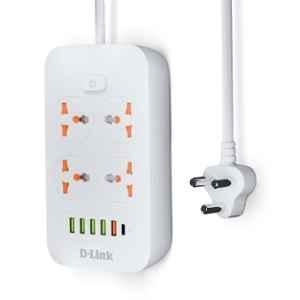 D-Link 1500W 4 Socket & 5 USB Socket White High Temperature Fuse Protector Extension Board with 2m Cable, DPA-F451