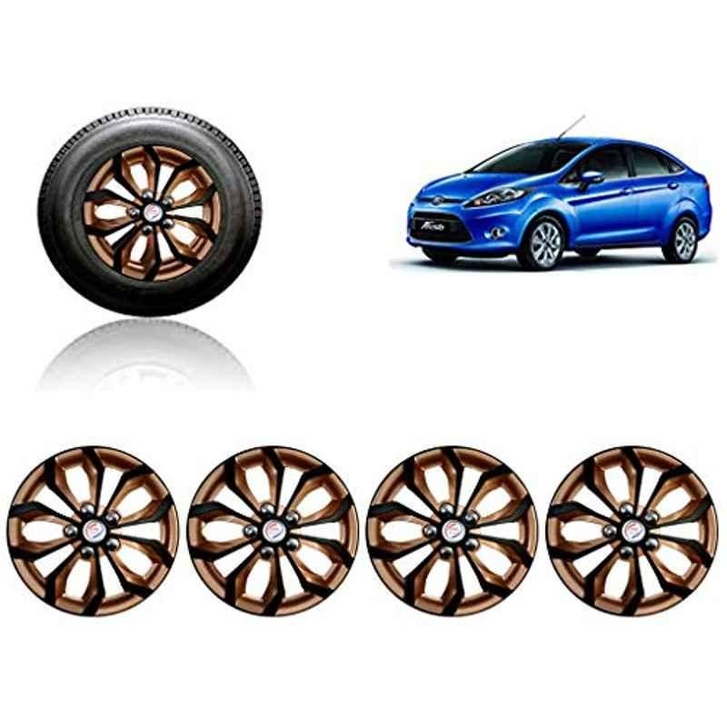Auto Pearl 4 Pcs 14 inch ABS Copper & Black Press Fitting Wheel Cover Set for Ford Fiesta