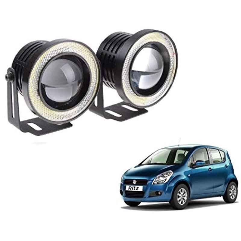 Kozdiko 2 Pcs 15W 3.5 inch High Power White LED Projector COB Fog Light Set with White Angel Eye Ring for Maruti Suzuki Ritz, koz_72642