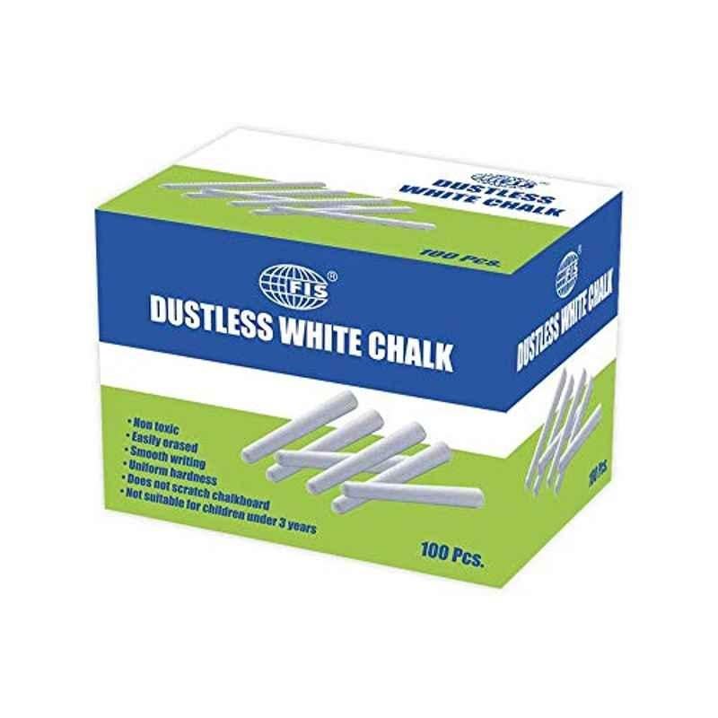 FIS 100 Pcs White Dustless Chalks Box