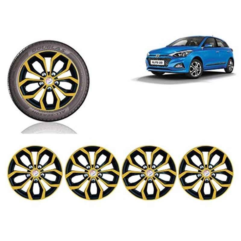 Auto Pearl 4 Pcs 14 inch ABS Golden & Black Car Wheel Cover Set for Hyundai i20 Elite 2018