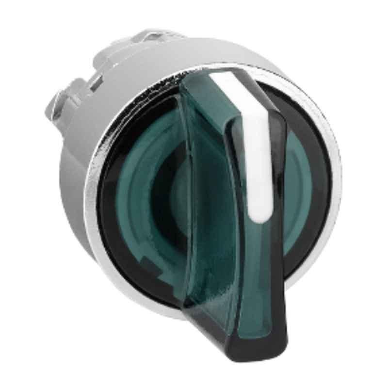 Schneider Green Head 3 Position Spring Return Illuminated Selector Switch, ZB4BK1533