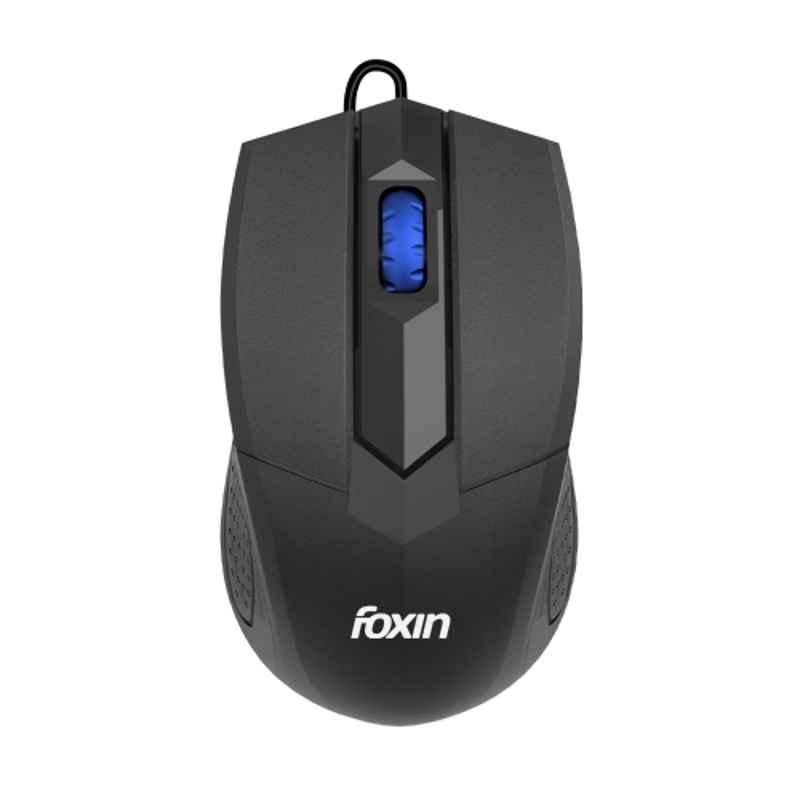 Foxin Grip 1200DPI Black Wired Optical Mouse with 1.2m Cable for Laptop, PC, Desktop & Gaming