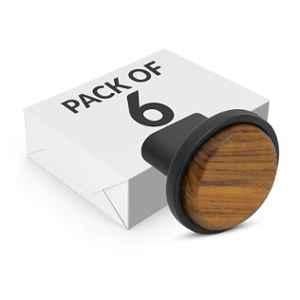 Plantex Knobs for Drawer/Round Drawer Knobs/Knobs for Cabinets/Pull-Push Knobs for Kitchen/Bedroom Drawer (Pack of 6) Small, Black & Wood