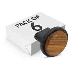 Plantex Knobs for Drawer/Round Drawer Knobs/Knobs for Cabinets/Pull-Push Knobs for Kitchen/Bedroom Drawer (Pack of 6) Small, Black & Wood