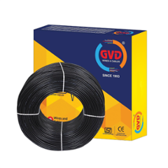 GVD 0.75 Sqmm Black 2 Core FR PVC Flexible Stranded Insulated Copper Wire for Home, Domestic & Industrial Use, Length: 10 m