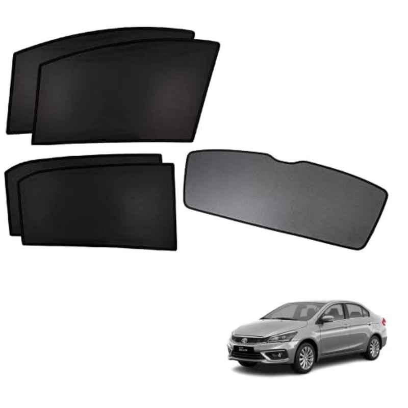 Kozdiko 5 Pcs Polyester Black Non Magnetic Window & Rear Sun Shades Set for Toyota Belta