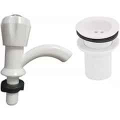Senkiddpro PVC White Wall Mounted Pillar Tap with Waste Jali