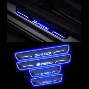SureStrive 4 Pcs Acrylic Car Side Footstep Set with Blue LED Door Sill Scuff Plate for Maruti Suzuki Spresso All Model
