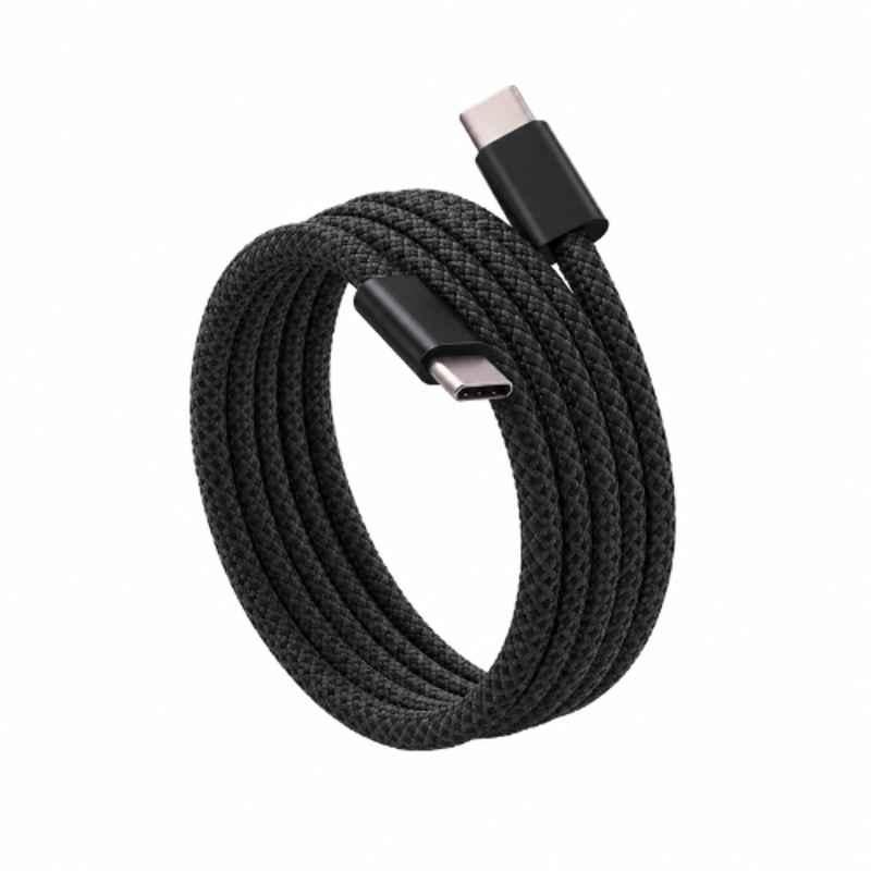 Onelife 1m 80W Nylon Black Magnetic Self-Organising USB Type-C to Type-C Fast Charging Cable with PD 3.0 & PPS Support & 6 Months Warranty, OLCH-27