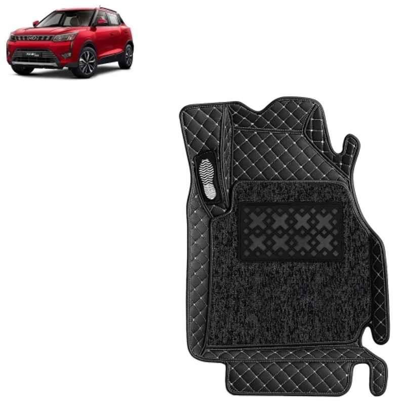 Kingsway 3 Pcs Premium 7D 100% Waterproof & Washable PU Leatherette Classic Black Car Floor Mat Set for Mahindra XUV 300 Manual 2019 to 2023 All Model