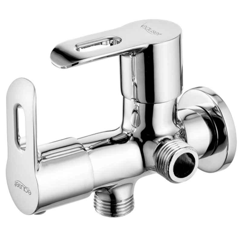 Eauset Ashley Brass Chrome Finish Two Way Angular Stop Cock in Double Control with Wall Flange, FAL036