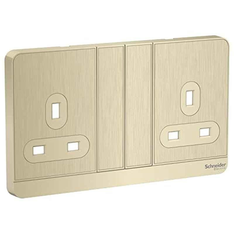 Schneider AvatarOn 13A 250V 3 Pole Polycarbonate Gold Hairline 2 Switched Socket , E83T25-GH-G12