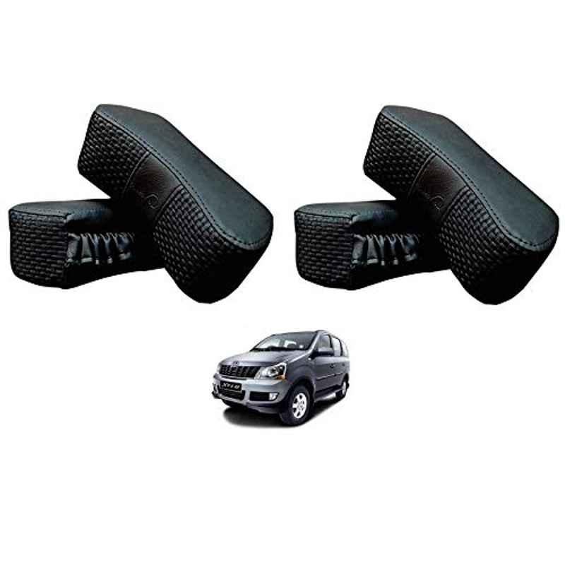 Kozdiko 4 Pcs CV Designer Black Leatherite Neck Rest Car Cushion Pillow Set for Mahindra Xylo