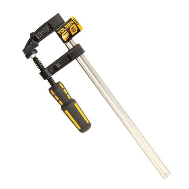 Tolsen 120x1000mm Nickel Plated Black Finished Thread Bar Industrial F-Clamp, 10194