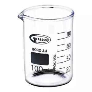 Glassco 100ml Scientific Low Form Glass Beaker with Pouring Spout, 229.202.05 (Pack of 5)