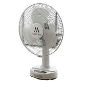 Cybernautt Fan AeroAce 1101F 60W White Rechargeable Table Fan with 5 Years Warranty for Home, Workshop, Garage, Outdoor & Camping, Sweep: 180 mm