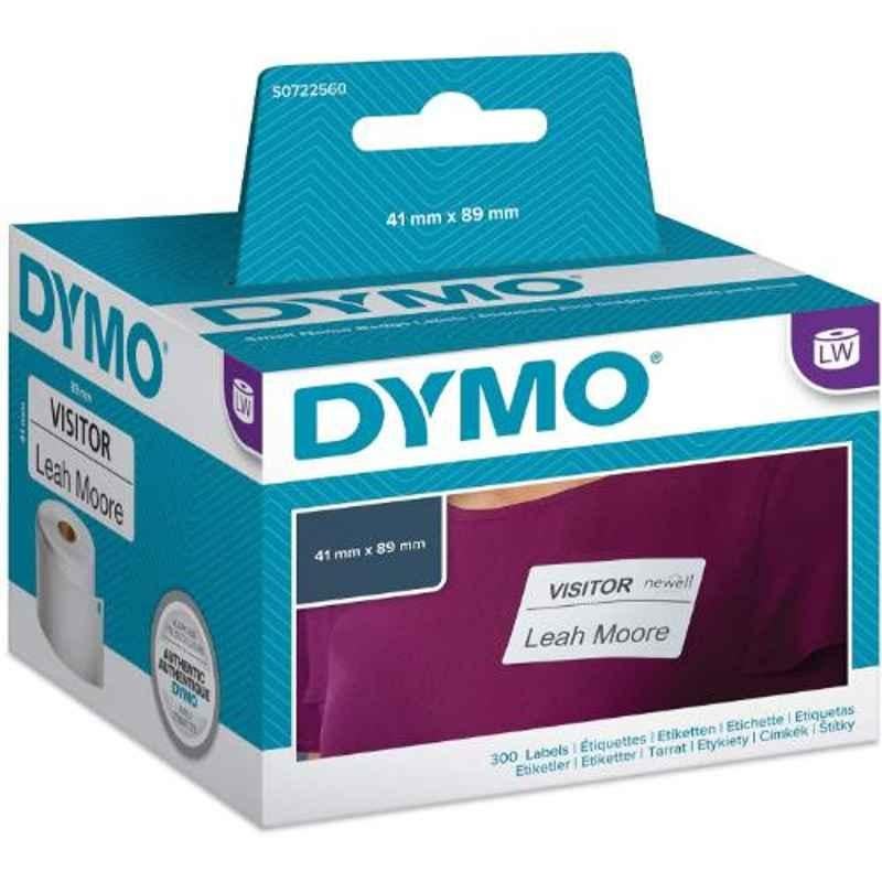 Dymo S0722560 41x89mm Black Print on White Direct Thermal Label Writer Roll, Capacity: 300 Labels