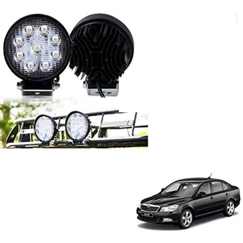 Kozdiko 2 Pcs 27W 4 inch 9 LED Waterproof Round White Fog Light Set with Mounting Brackets for Skoda Laura, kozd_19893