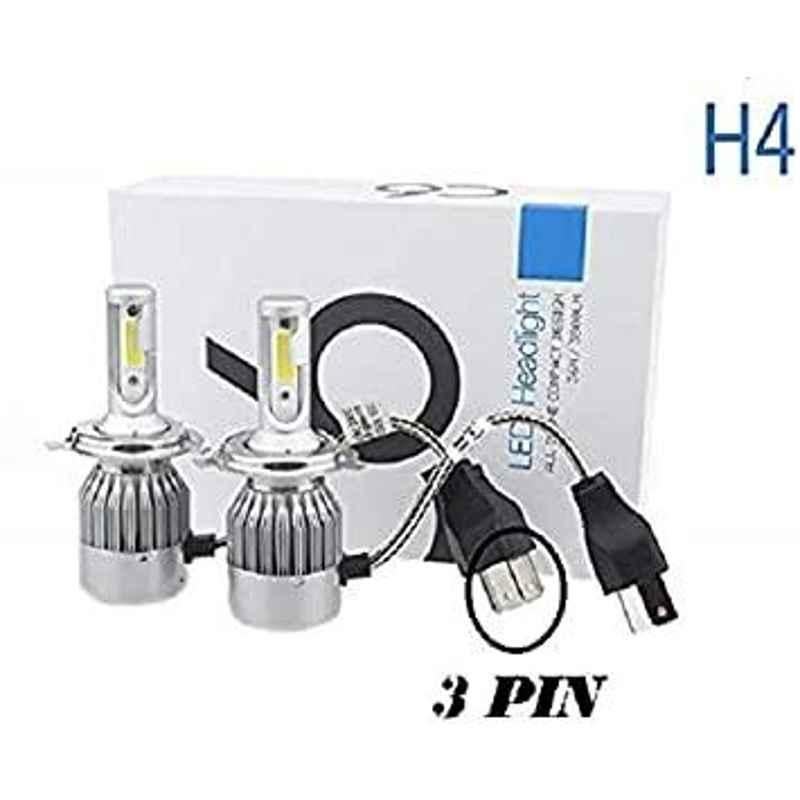 Meenu Arts C6 H4 LED Headlight Bulbs All in One Compact Design 36W/3800LM LED Headlight Conversion Kit -Pack of 2 for Extremely Bright White Light Universal for All Bikes T-45