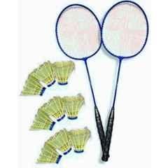 STYRKR Multicolour Badminton Set of 2 Pcs Badminton Racket with 9 Pcs Plastic Shuttle Branded Badminton Kit