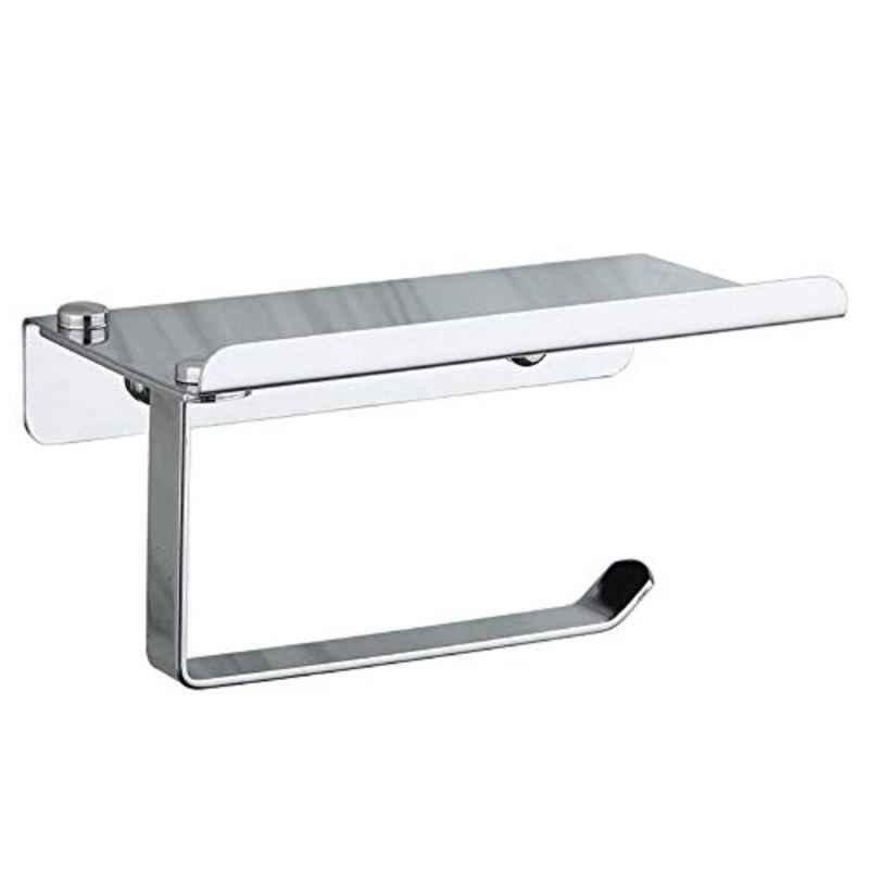 Toilet Paper Holder Stand With Shelf, Free Standing Toilet Tissue Roll Storage Rack For Bathroom, Black