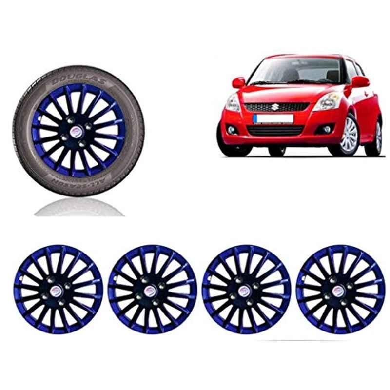 Auto Pearl 4 Pcs 14 inch ABS Black & Blue Car Wheel Cover Set for Maruti Suzuki Swift Type2