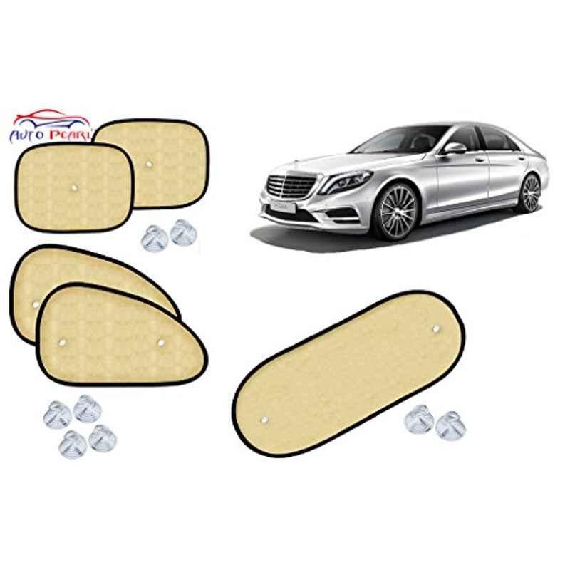 Auto Pearl 5 Pcs PVC & Mesh Beige Window & Rear Sun Shade Set for Mercedes Benz S300