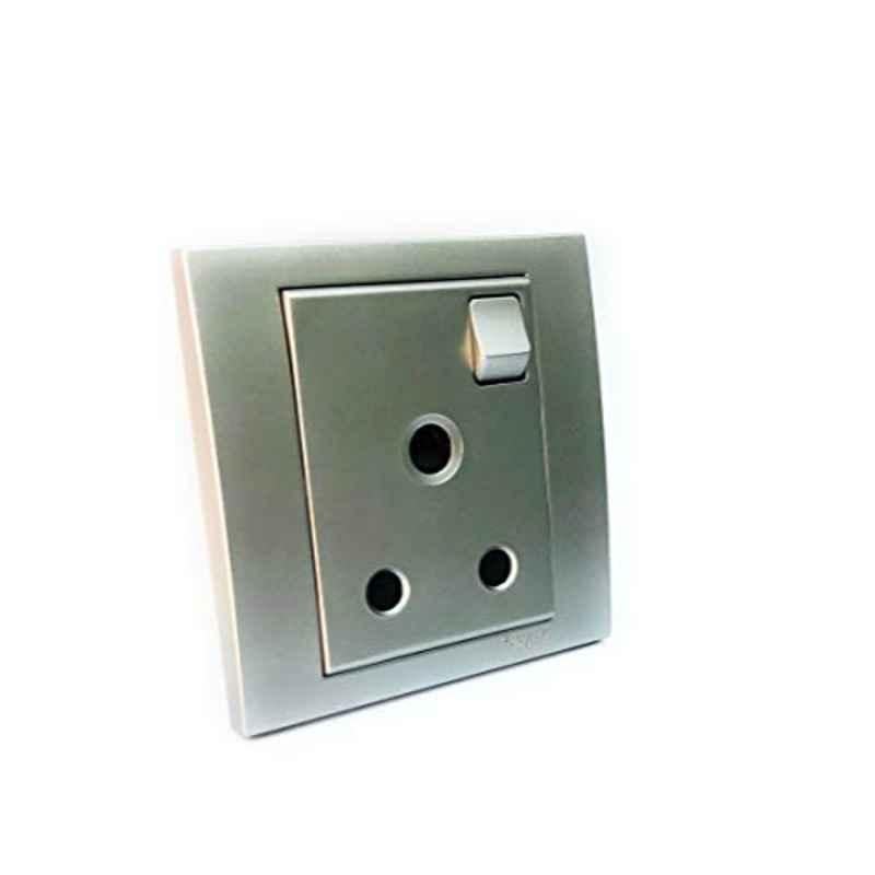 Schneider Vivace 15A Polycarbonate Aluminium Silver Switch Socket