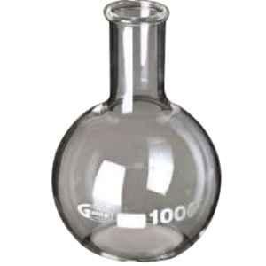 Glassco 150ml White Printing 3.3 Boro Glass Flat Bottom & Narrow Neck Flask, 235.204,02 (Pack of 10)
