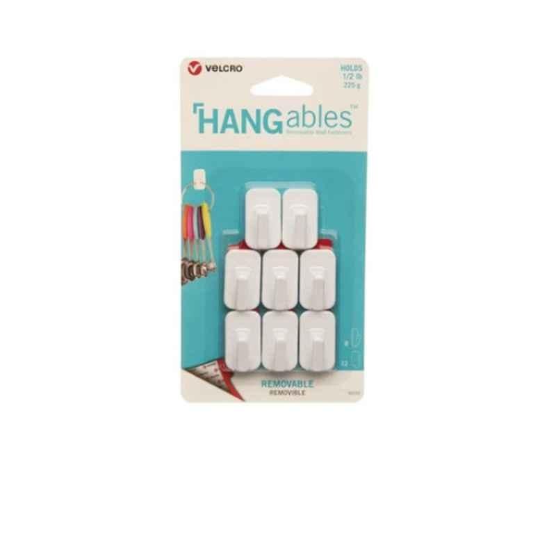 Velcro White Removable Wall Hook (Pack of 8)