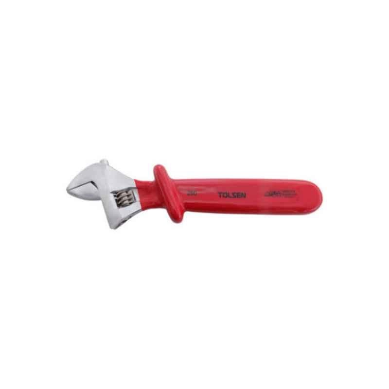 Tolsen 200mm Red VDE Dipped Insulated Adjustable Wrench, 40520