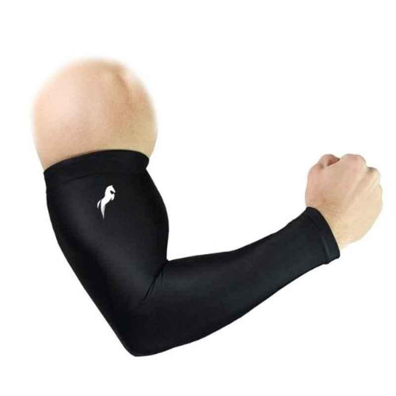 Just Rider Black Sun Protection Cotton Arm Sleeves for Men