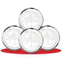 Classic Essentials CE-04 8 Pcs Stainless Steel Permanent Laser Vriksha Design Dinner Plate Set (Pack of 2)