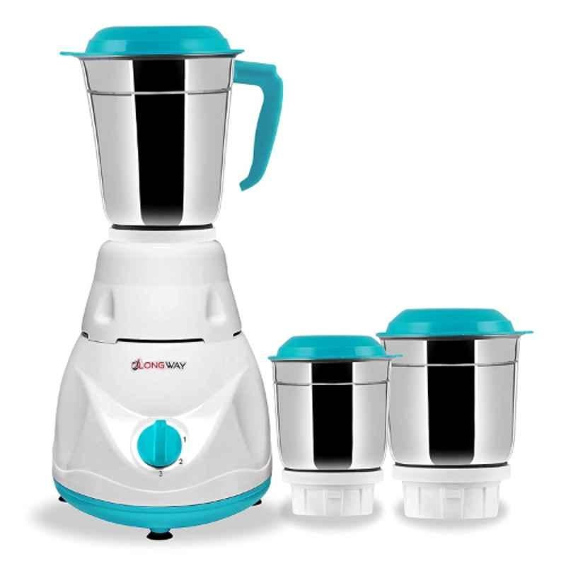 Longway Pluto 600W ABS White & Blue Mixer Grinder with 3 Jars, DSQW-78688102