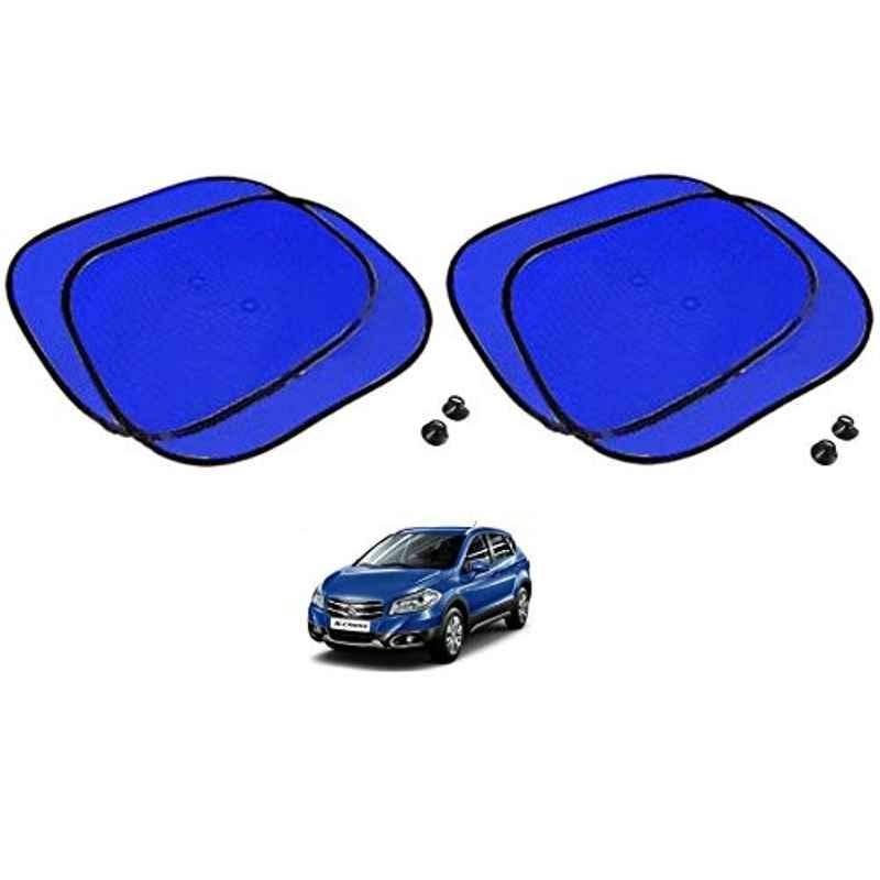 Kozdiko 4 Pcs Blue Chipkoo Car Window Sunshade Curtain Set for Maruti Suzuki S-Cross, koz_82973