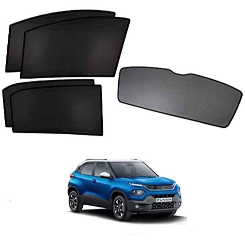 Kozdiko 5 Pcs Polyester Black Non Magnetic Window & Rear Sun Shades Set for Tata Punch, One-27