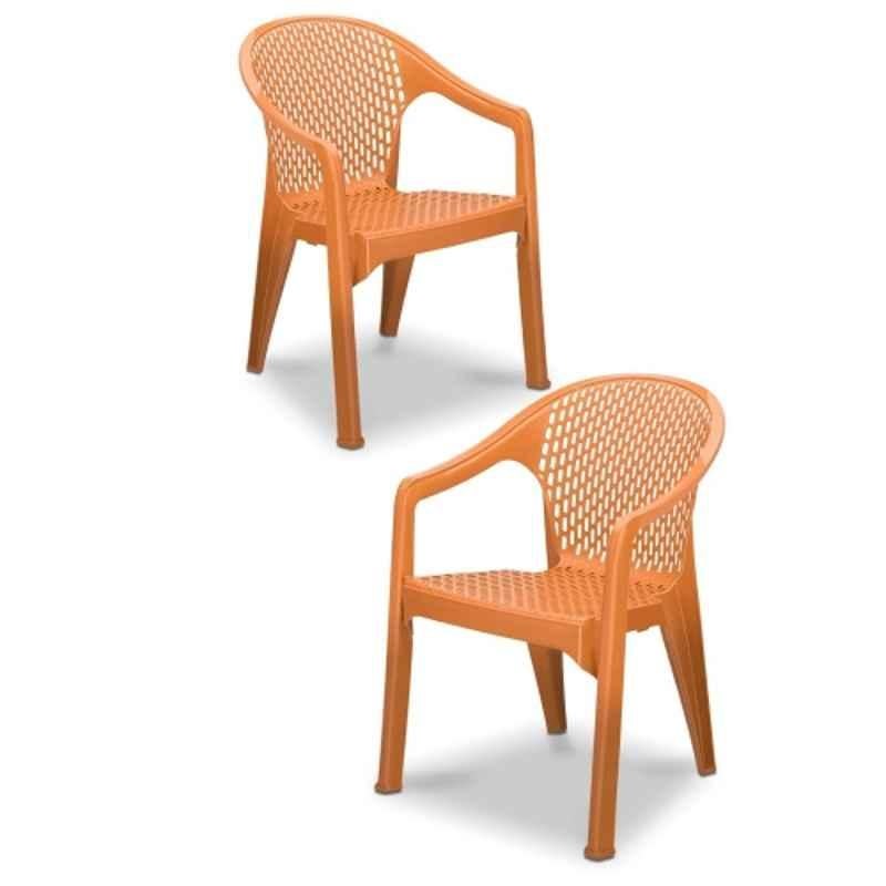 Maharaja Galaxy 570x580x800mm Plastic Orange Plastic Armrest Chair (Pack of 2)
