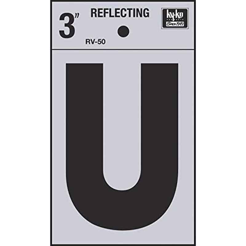 HY-KO RV-50/U 3 inch Vinyl Black Reflective Letter U, 107130